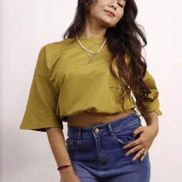 MODFUSE Choker Neck Batwing Sleeve Cotton Crop Top-picture-10