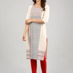 Aurelia Off-White Cotton Woven Pattern Straight Kurta-image-73