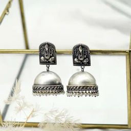 Teejh Ethnic Aesha Silver Oxidized Jhumki Earrings-picture-19
