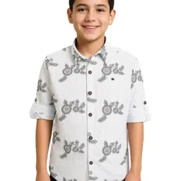 Charchit Boys Brown Cotton Embroidered Comfort Fit Shirt-picture-32