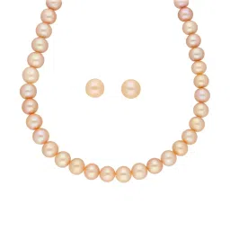 Sri Jagdamba Pearls Peach Alloy Casual Necklace & Earring Set image 2