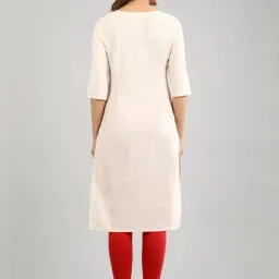 Aurelia Off-White Cotton Woven Pattern Straight Kurta image 2