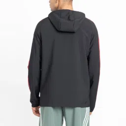 Adidas Black Slim Fit Striped Sports Hoodie image 2