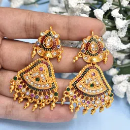 MEIRA JEWELLERY Artificial Stones Studded Contemporary Drop Earrings-image-59