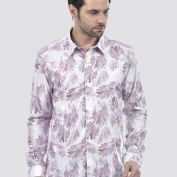 NUMERO UNO Purple Slim Fit Printed Shirt-picture-1