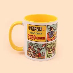 Chumbak Never Have I Ever in 2020 Yellow & White Ceramic Coffee Mug (300 ml) - Set of 1 image 1
