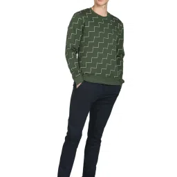 Arrow New York Olive Cotton Regular Fit Printed SweatShirt image 5