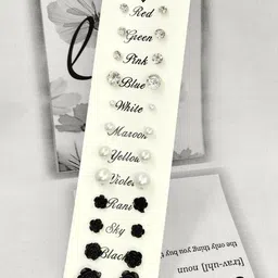 Shivarth Set of 12 & Multi Plastic Artificial Stones & Beads Earrings-picture-39