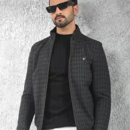 Crimsoune Club Black Regular Fit Houndstooth Jacket-picture-27