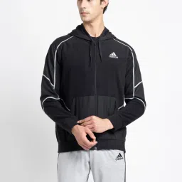 Adidas Black Regular Fit Printed Sports Hoodie image 1
