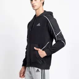 Adidas Black Regular Fit Printed Sports Hoodie image 3