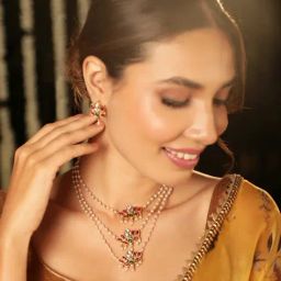 Rubans Gold-Tone Plated Red & Green Set for Women-picture-11