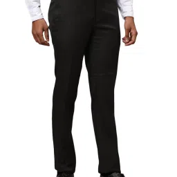 Raymond Black Slim Fit Checks Trousers image 4