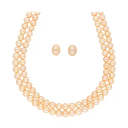 Sri Jagdamba Pearls Peach Alloy Casual Necklace & Earring Set image 2