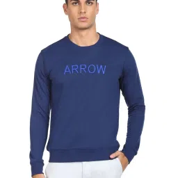 Arrow Sport Dark Blue Cotton Regular Fit Logo Printed SweatShirt image 1
