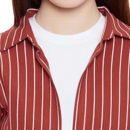 Hypernation Rust Cotton Striped Shrug image 5