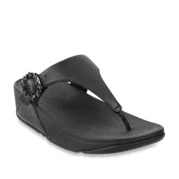 FitFlop Women's Black Thong Wedges image 2