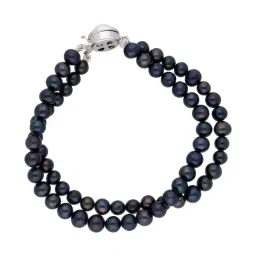 Sri Jagdamba Pearls Black & Pearl White Alloy Classic Bracelet image 1
