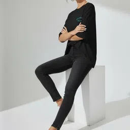 SZN Typography Printed Round Neck Drop-Shoulder Sleeves Cotton Oversized T-shirt image 3