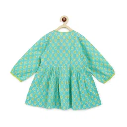 Campana Kids Blue & Lime Green Cotton Printed Kurta Set image 2