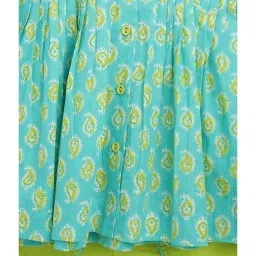 Campana Kids Blue & Lime Green Cotton Printed Kurta Set image 3