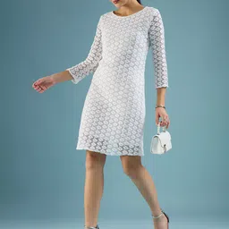 DressBerry Net Self Design Sheath Dress image 5