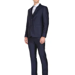 Arrow Dark Blue Regular Fit Self Pattern Three Piece Suit image 3