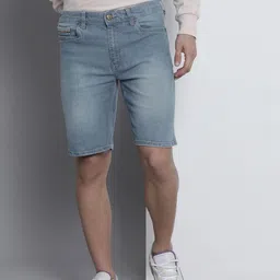 The Indian Garage Co Men Blue Slim Fit Denim Shorts-image-73