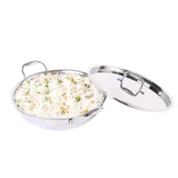 Wonderchef Nigella Silver Stainless Steel 30 cm Tri-Ply Kadhai With Lid (4.6 L)-picture-16