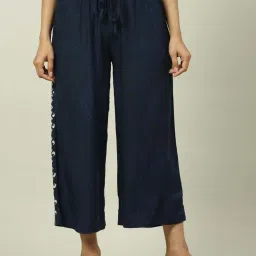 Biba Indigo Rayon Printed Palazzos image 1