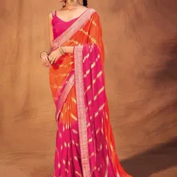 Saree Mall Orange Printed Saree With Unstitched Blouse-image-26