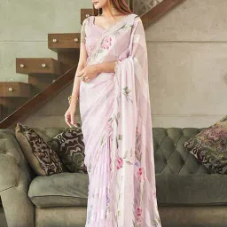 Tikhi Imli Pink Printed Saree With Unstitched Blouse-picture-21