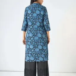 Rangmanch By Pantaloons Blue Regular Fit Floral Print Kurta image 2