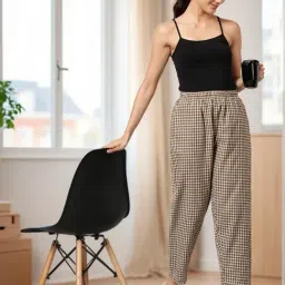 Kryptic Brown & White Cotton Relaxed Fit Printed Lounge Pants - Pack of 2 image 5