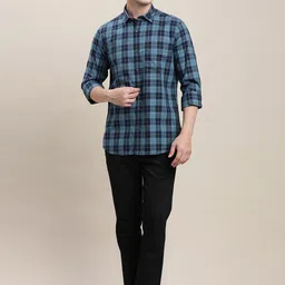 Turtle Men Checked Relaxed Tapered Fit Chinos Trousers image 2