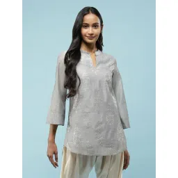 aarke Ritu Kumar Grey Printed A Line Kurti-picture-15