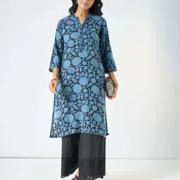 Rangmanch By Pantaloons Blue Regular Fit Floral Print Kurta image 4