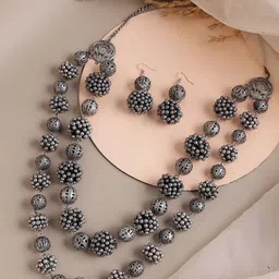 PANASH Silver-Plated Beads Beaded Jewellery Set image 5