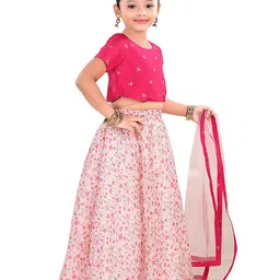 Pragya Exclusive Girls Printed Tissue Ready to Wear Lehenga With Blouse And Dupatta image 4
