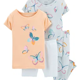 Carter's  4-Piece Butterfly 100% Snug Fit Cotton PJs - Orange Light Grey-picture-24