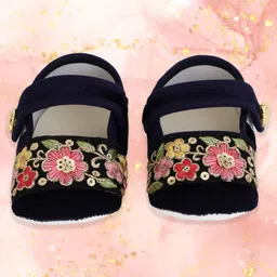 Coco Candy Floral Embroiderd Lace Embellished Booties - Blue-picture-14