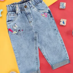 Pantaloons Baby Cotton Animal Embroidered Jeans - Blue-picture-10
