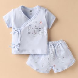 Zero Sinker Knit Half Sleeves Shorts Night Suit With All Aboard Text Print - Lavender-picture-25