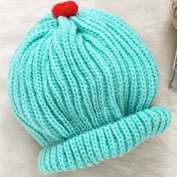 Little Angels Knitted Braided & Pom Pom Embellished Cap - Green - Diameter - 28cm-image-34