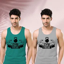 BAESD Pack of 2 Printed Round Neck Gym Vest-picture-14