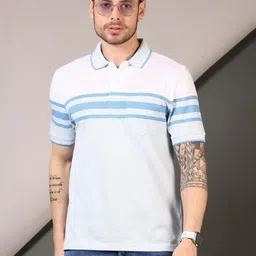 V-Mart Men Striped Polo Collar Cotton T-shirt-picture-34