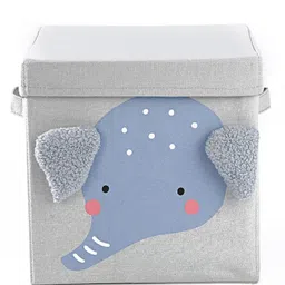 House of Quirk Storage Bins with Lid, Foldable Clothing Storage Box case with Handle for Toy, Books, Closet, Bedroom, Home - Grey Elephant image 2