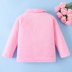 Mark & Mia Full Sleeves Solid Fur Winter Jacket With Pockets - Pink image 2