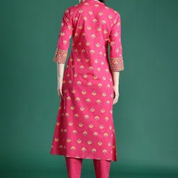 Indo Era Printed Pure Cotton Straight Tunic & Trousers Co-Ord Set image 3