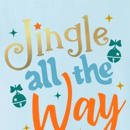 BLUSHES Christmas Theme 100% Cotton Half Sleeves Jingle All The Way Text Printed Tee - Blue image 4